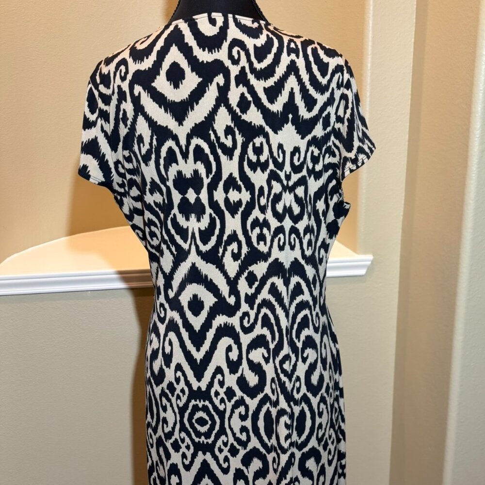 💗 Jones New York Signature Sheath Ruch Waist Short Sleeve Midi Dress Size L - Picture 7 of 11